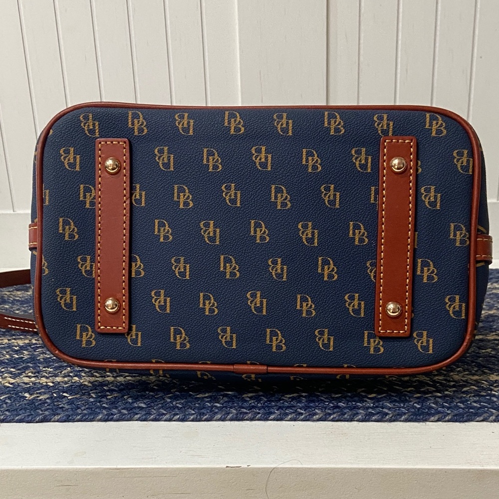 Dooney & Bourke Navy and Tan Satchel - Picture 2 of 4
